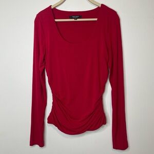 Whimsigoth Y2K Karen Kane Women’s Blouse Crimson Ruched Vampire Aesthetic Top M